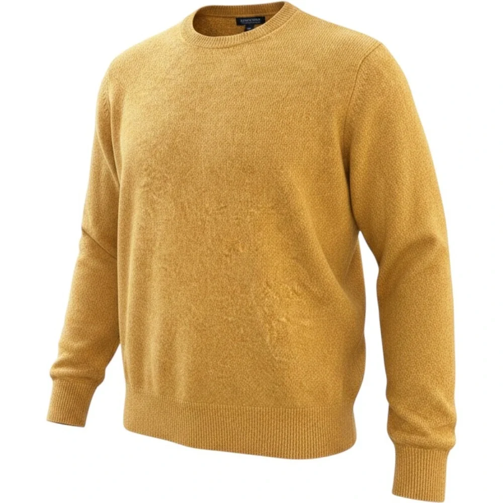 Banana Republic Mens XL Mustard Yellow 100% Extra Fine Merino Wool Sweater Italy